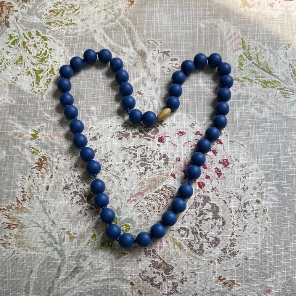 Chew Beads Navy Blue Beaded teething Necklace